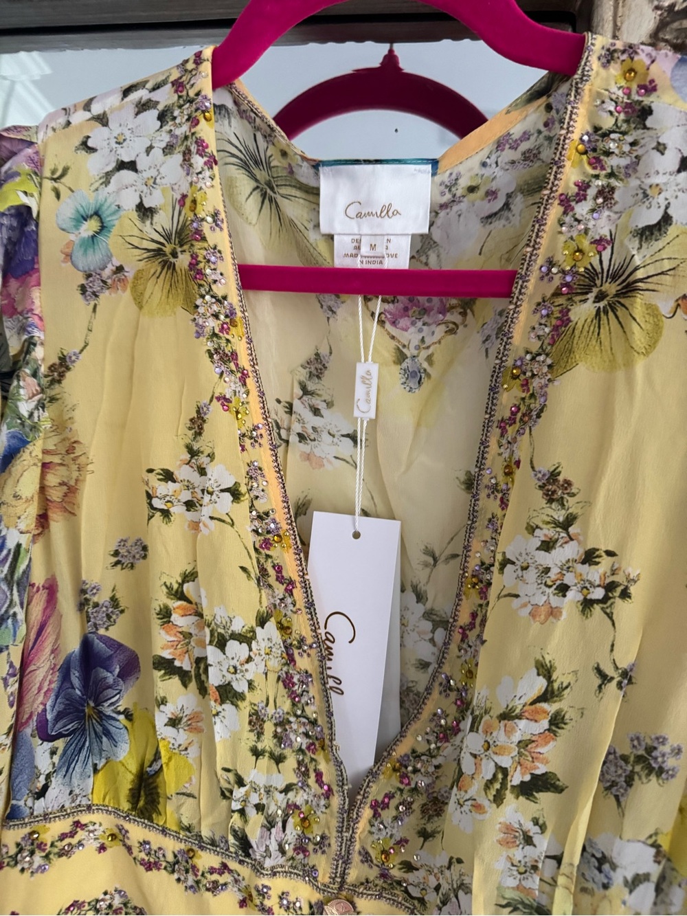Camilla yellow Floral Midi Dress medium - Picture 2 of 3